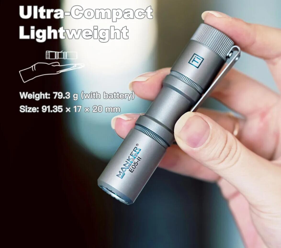Mankerlight E05 II 1300 Lumen Titanium Mini EDC Flashlight 14500 AA Torch Lamp