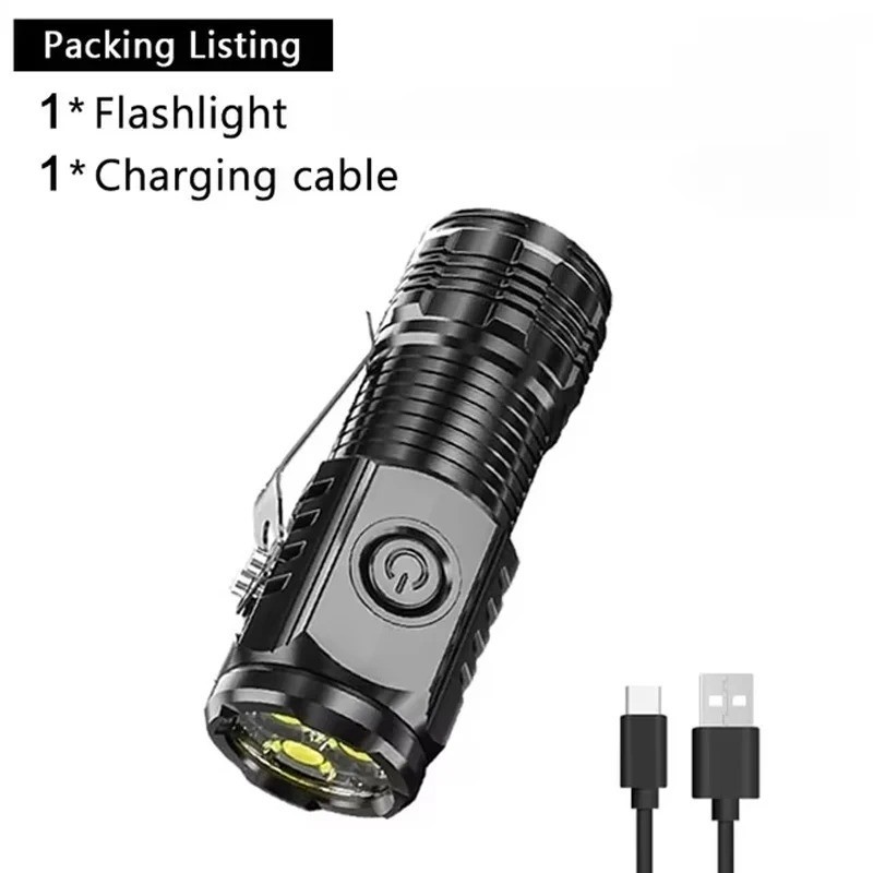 USB Rechargeable Mini Flashlight COB XPE Zoom Camping Emergency Torch