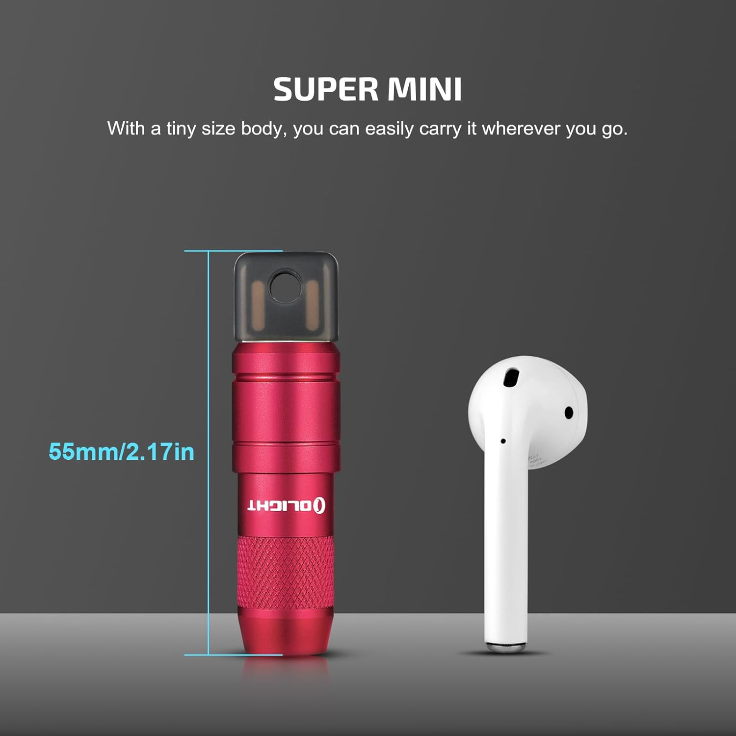 IMINI 2 EDC Rechargeable Keychain Flashlight, 50 Lumens Compact and Portable Min