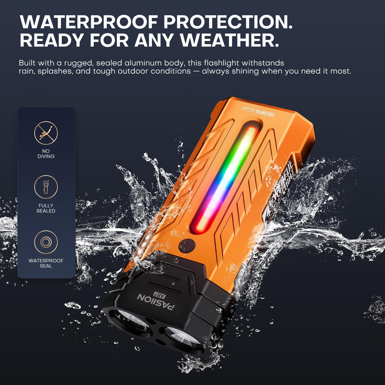 PASIION Orange flashlight RGB 3250 lumens