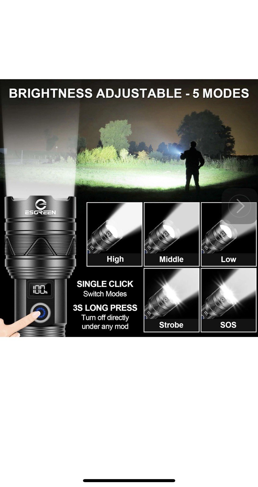 Rechargeable Flashlights 100000 High Lumens, Long Range 5000Ft, Super Bright LED