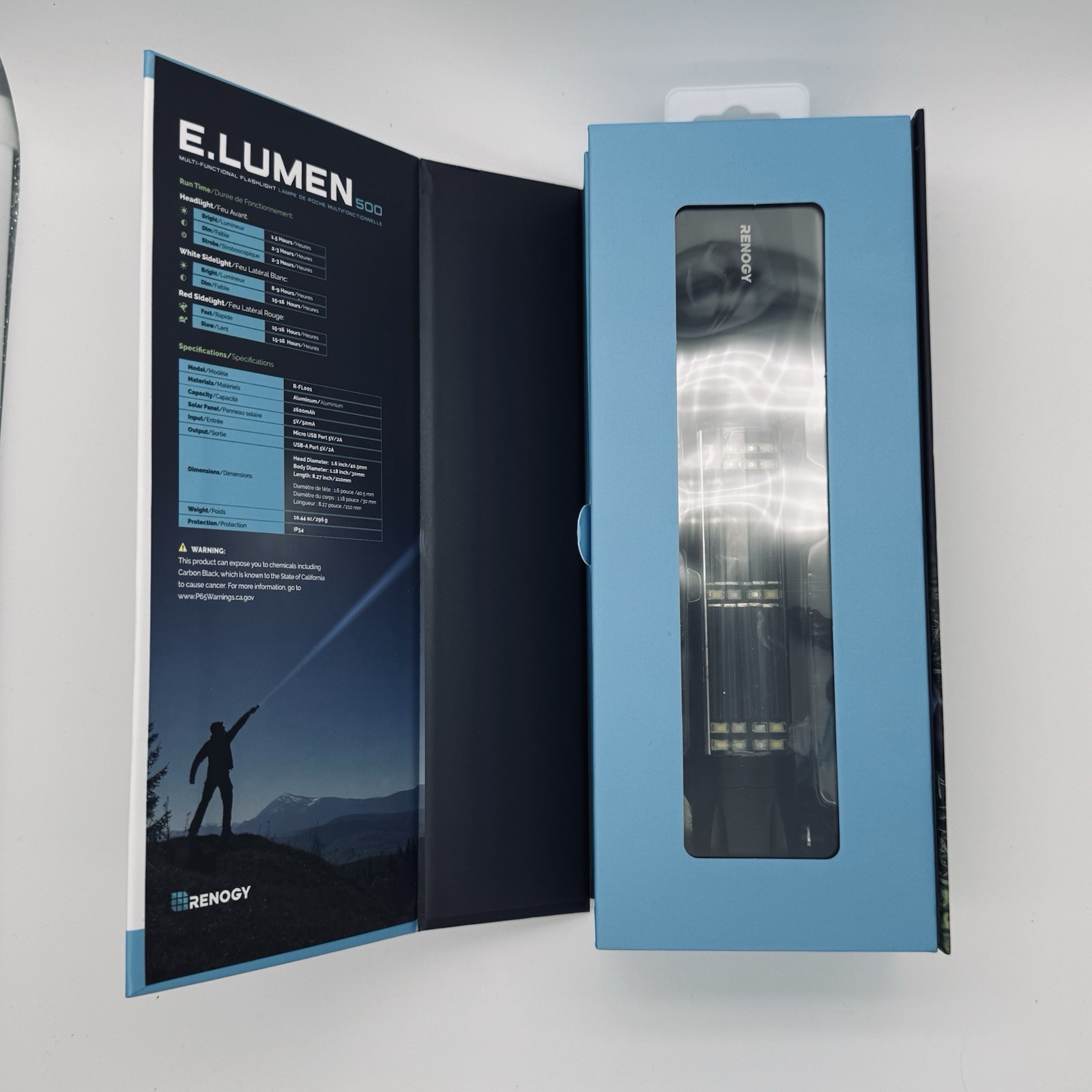 Renogy E.Lumen 500 Lumens 8-in-1 Multifunctional Flashlight Rechargeable & SOLAR