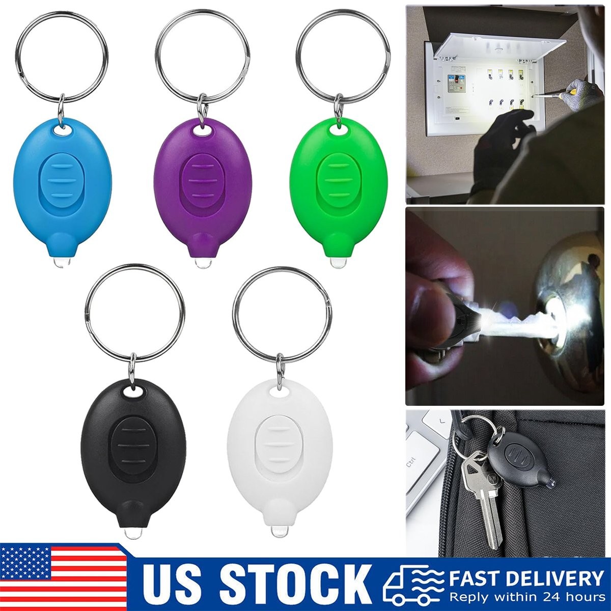 5x LED Keychain Flashlight Mini Keychain Light, Key Ring for Outdoor Activities