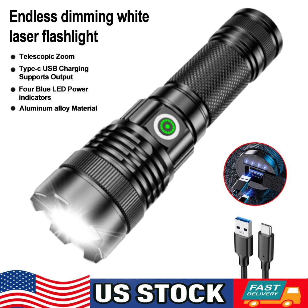 Flashlight 30W LEP Super Bright Torch Hunting White Light Built-in Battery US