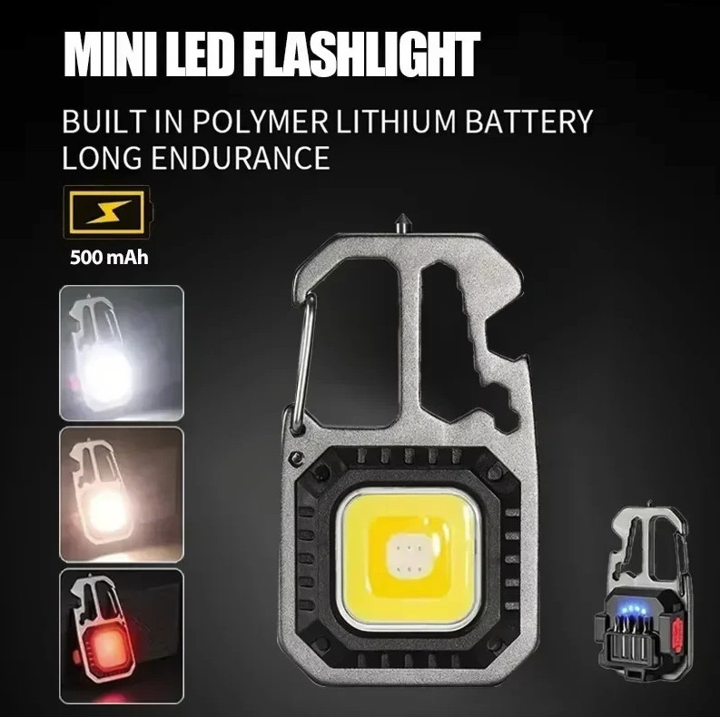 1pc Mini light-emitting diode Keychain Flashlight Rechargeable Multi Tool Cam…