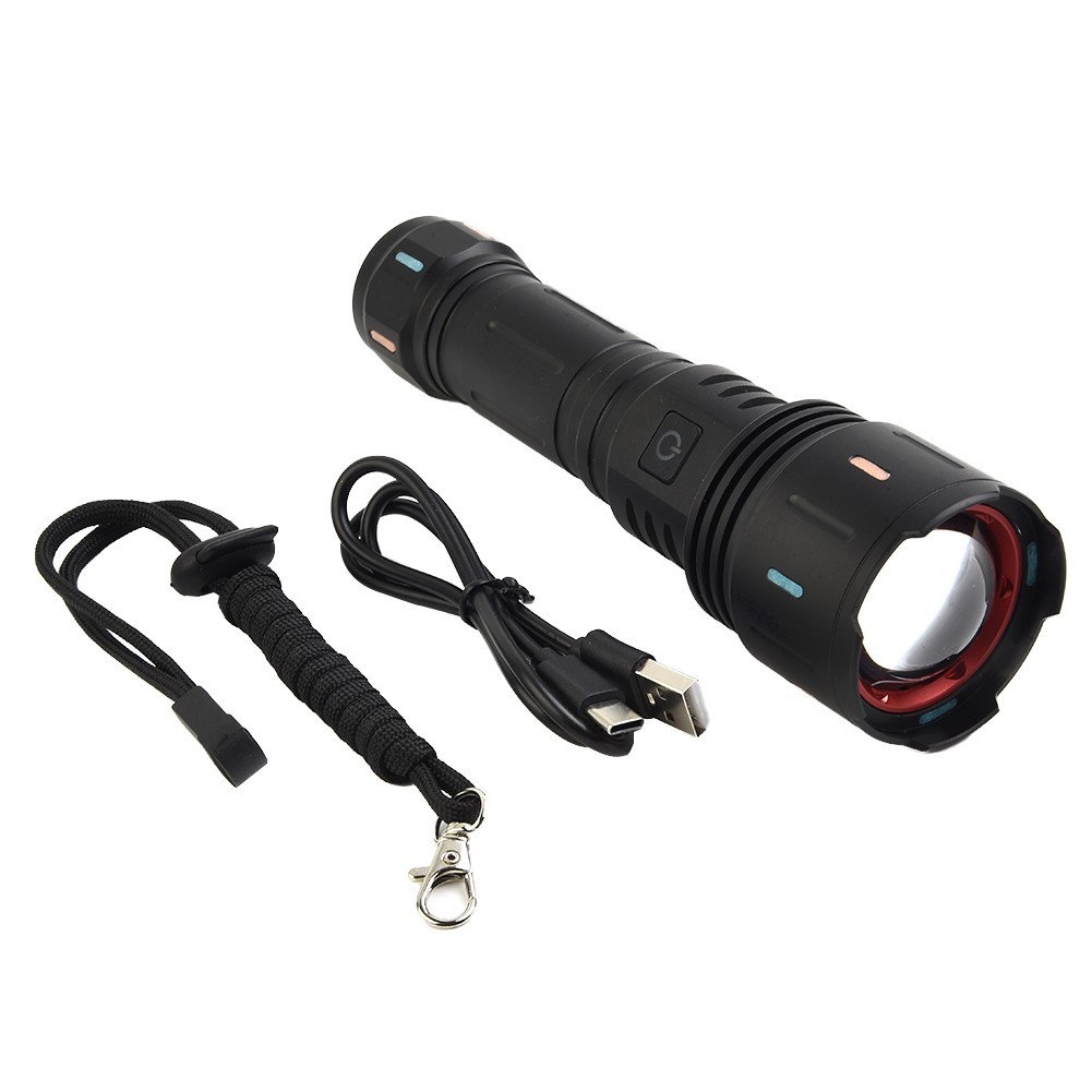 Outdoor Camping LED Flashlight Fluorescent Rechargeable TYPE-C USB Charging