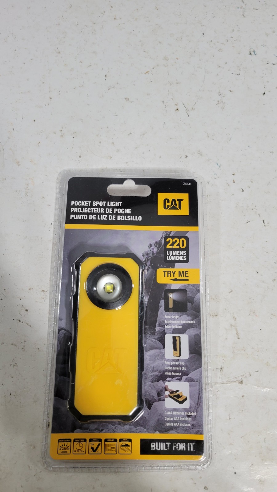 Caterpillar Pocket Spot Light Yellow and Black Body 20m Beam Distance – CT5120