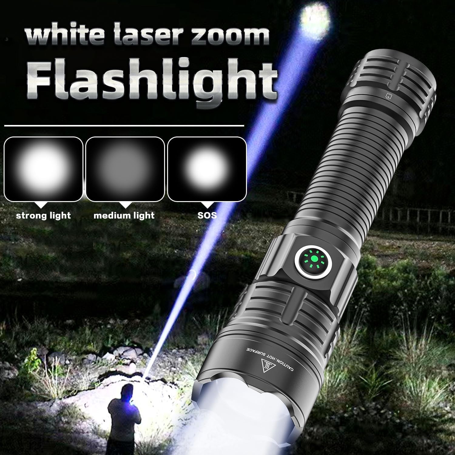 Tactical Flashlight Type-C USB Rechargeable 6000 lumens Zoomable LED Waterpro…