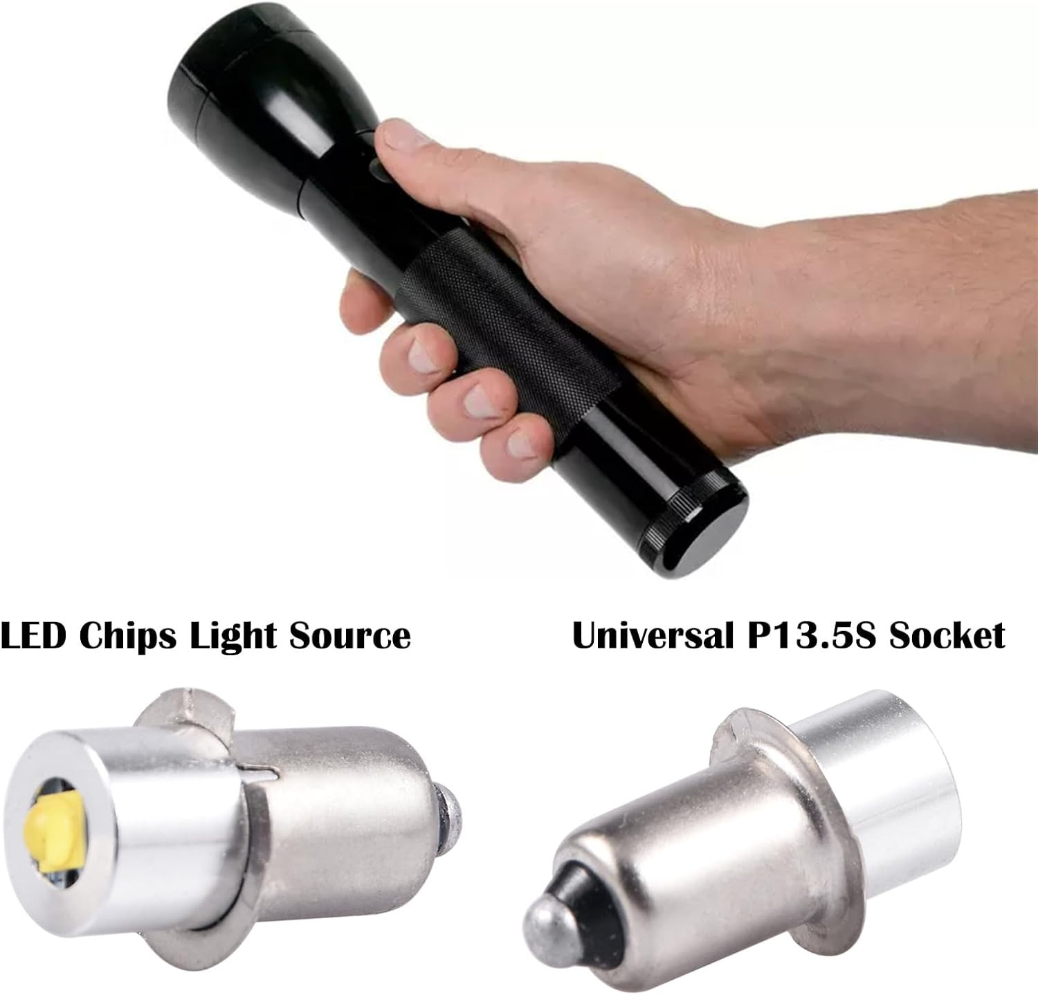 P13.5S LED Flashlight Bulb 3W DC 3-12V LED Conversion Kit for Compatible with…