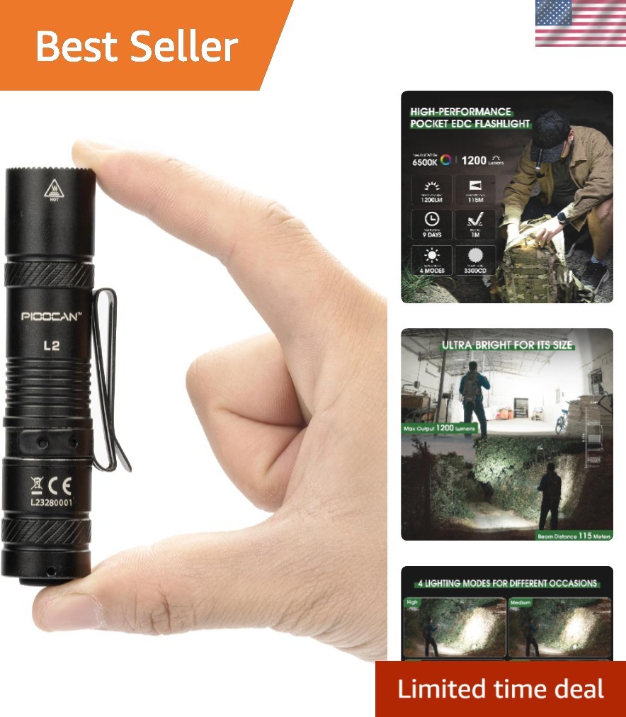 Compact 1200 Lumens EDC Flashlight – USB-C Rechargeable for Outdoor and Home Use