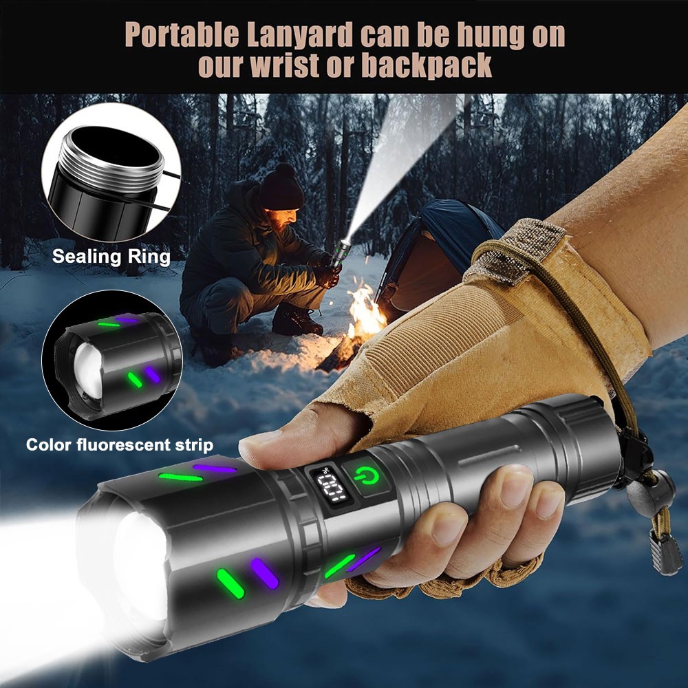 Powerful White Laser LEP Flashlight Torch Zoom USB Rechargeable Burning Light US