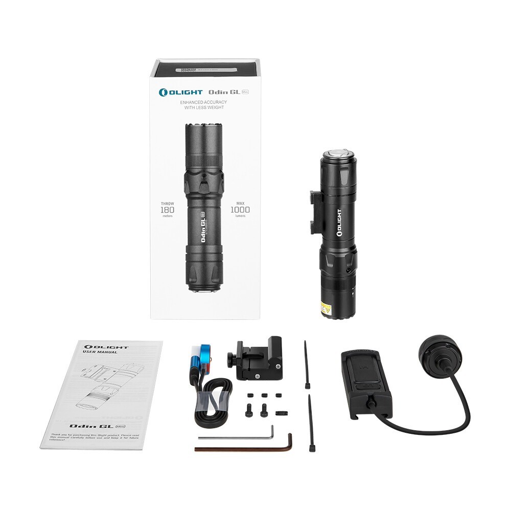 Olight Odin GL Mini 1000Lm Picatinny Mount Flashlight w/White LED & Green Laser