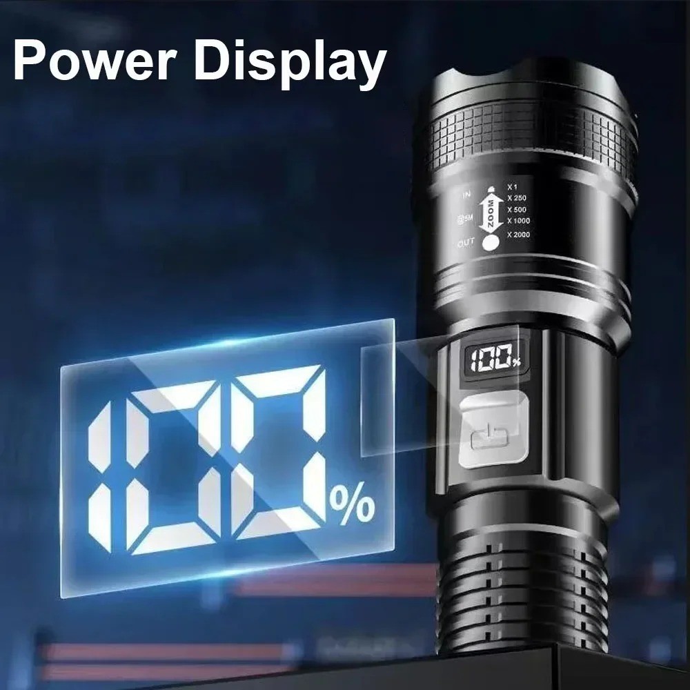 1600000 Lumens Super-Bright LED Tactical Flashlight Rechargeable COB Work Light
