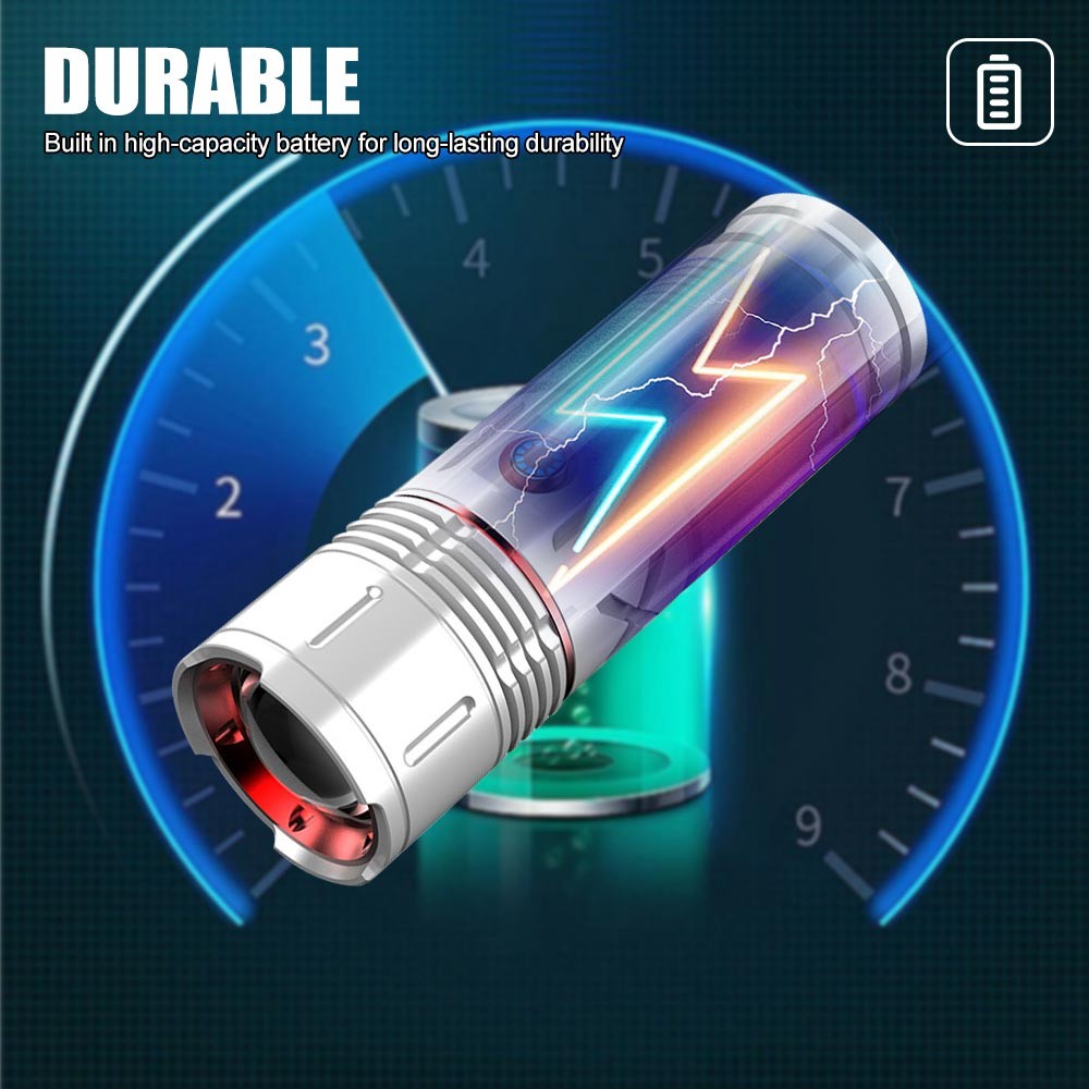 Super Bright White Laser LED Flashlight TYPE-C Charging Torch Zoomable Light US