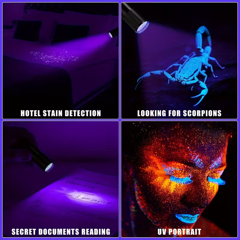 UV 9 LED Pocket Black Light Vaseline Glass Detect Stain Urine Semen Lice Bed Bug