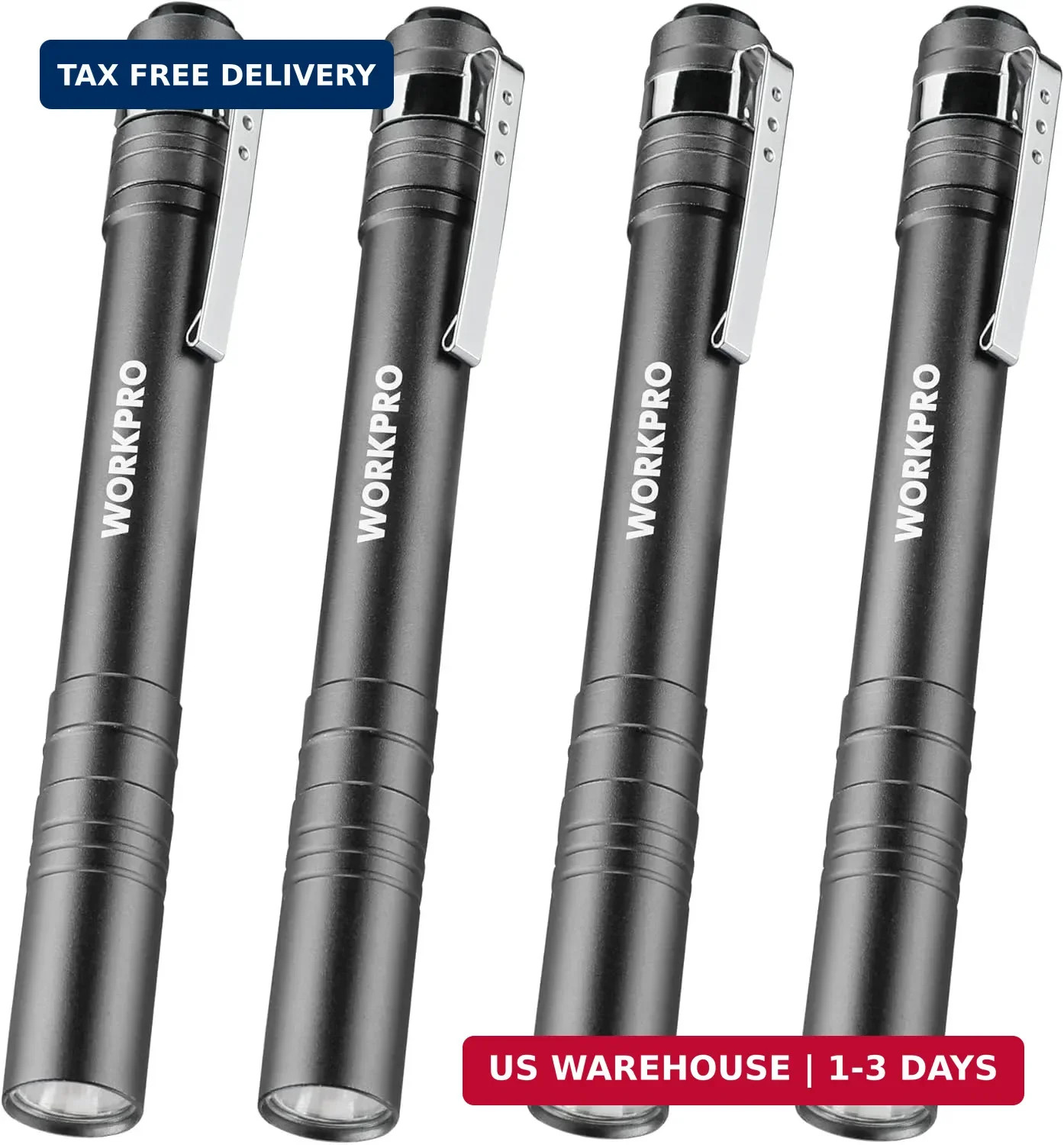 WORKPRO LED Pen Light, Aluminum Pen Flashlights, Pocket Flashlight with Clip for