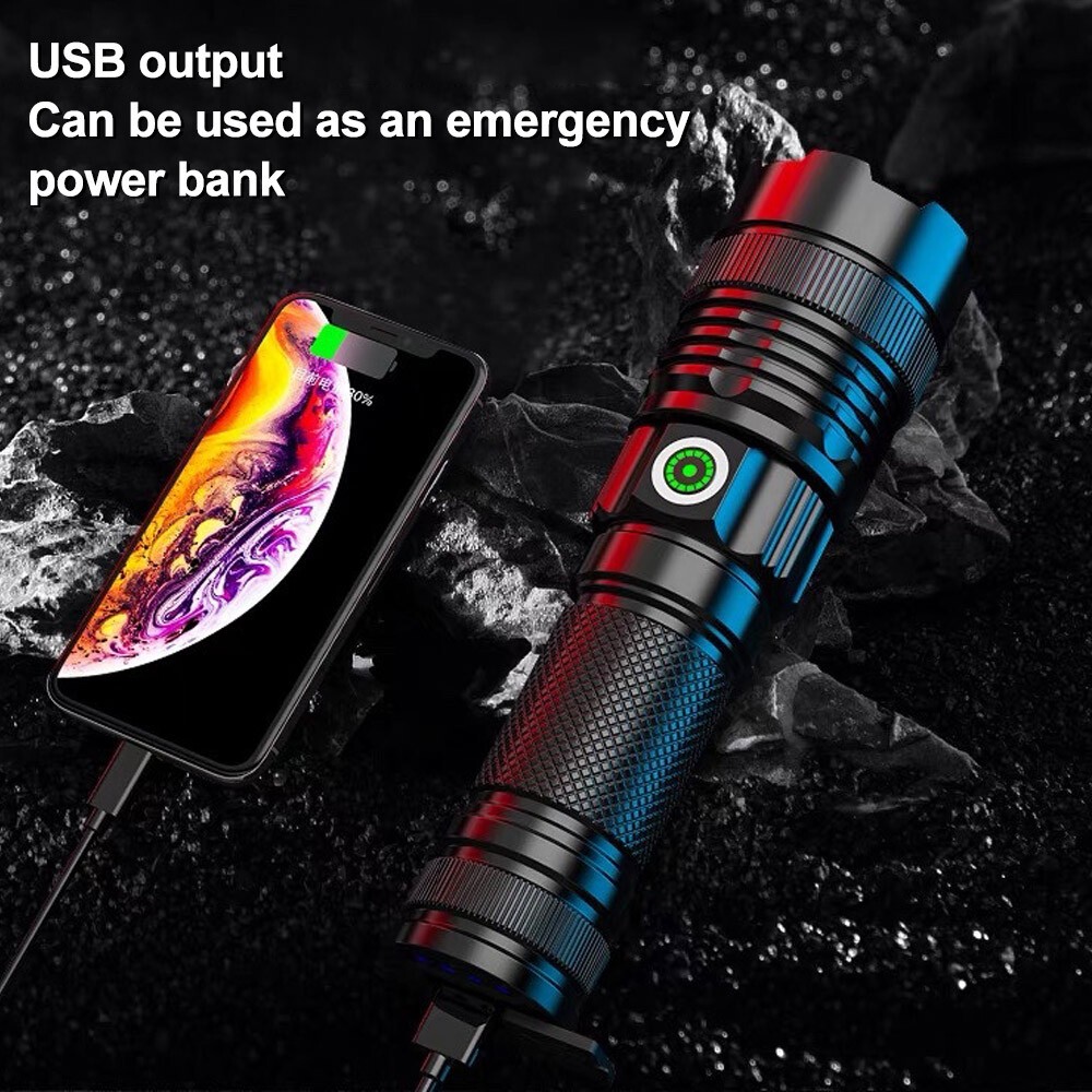 Flashlight 30W LEP Super Bright Torch Hunting White Light Built-in Battery US