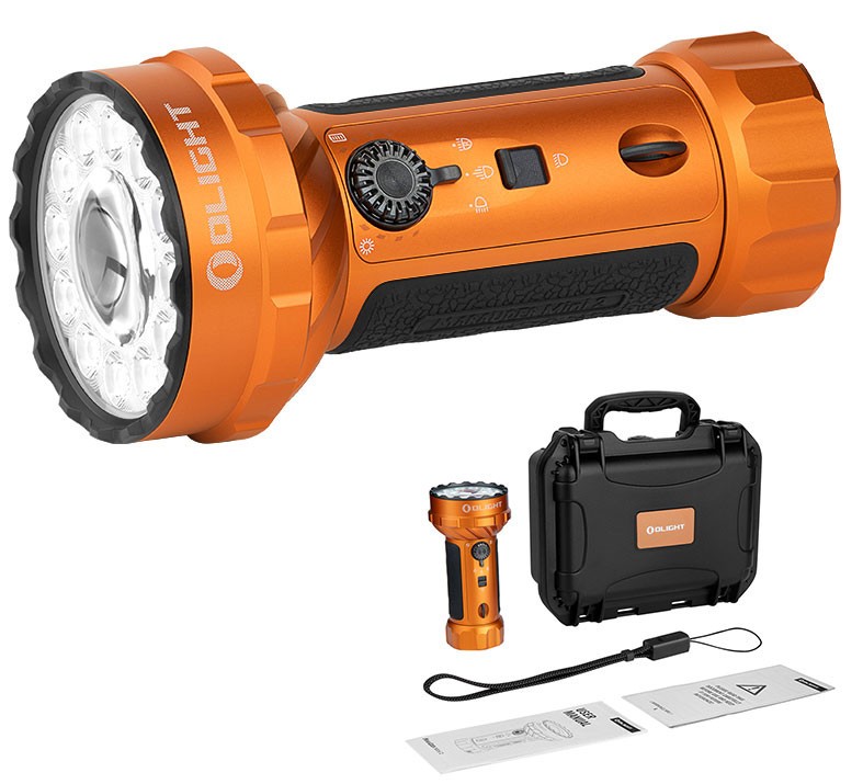 Olight Marauder Mini 2 Orange Wide-Beam High-Intensity Flashlight, 10000L, 750M