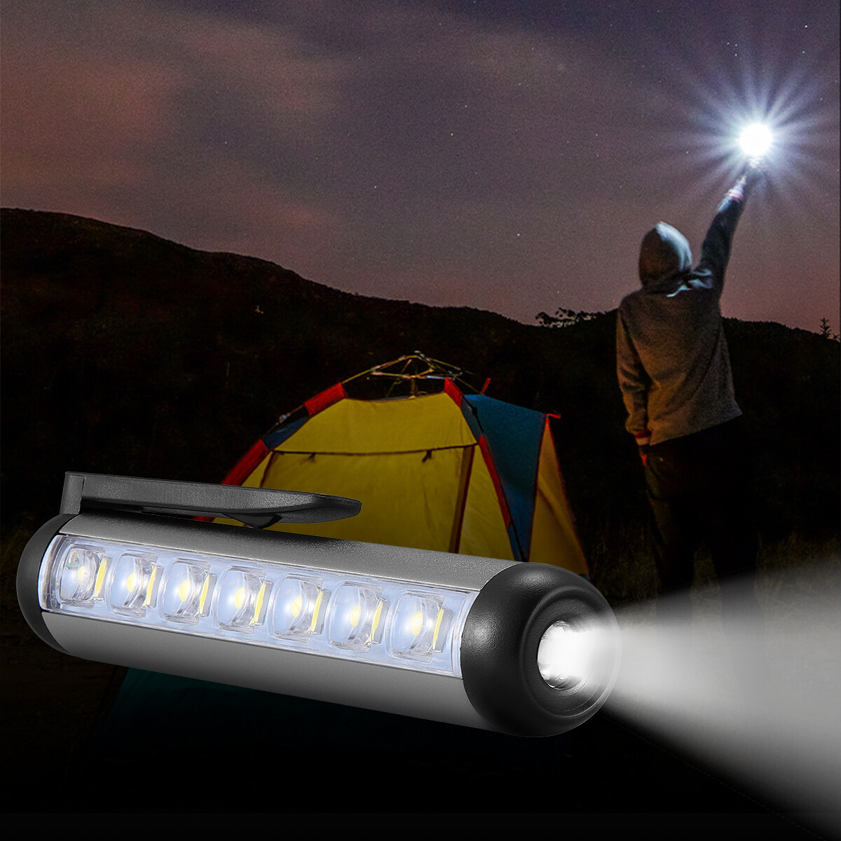 Portable COB LED Flashlight Magnet Clip USB Charging Waterproof Work Light
