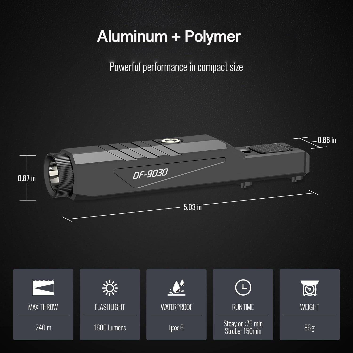 Professional Tactical Flashlight: 240m Beam, Waterproof, Magnetic Rechargeable