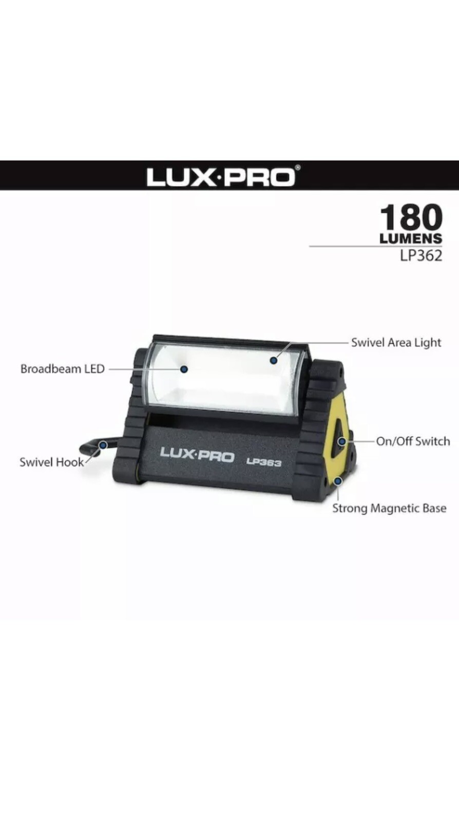 LUXPRO 2 Pack 180 Lumen Broadbeam LED Mini Triangle Area Light – NEW LP362 NIB