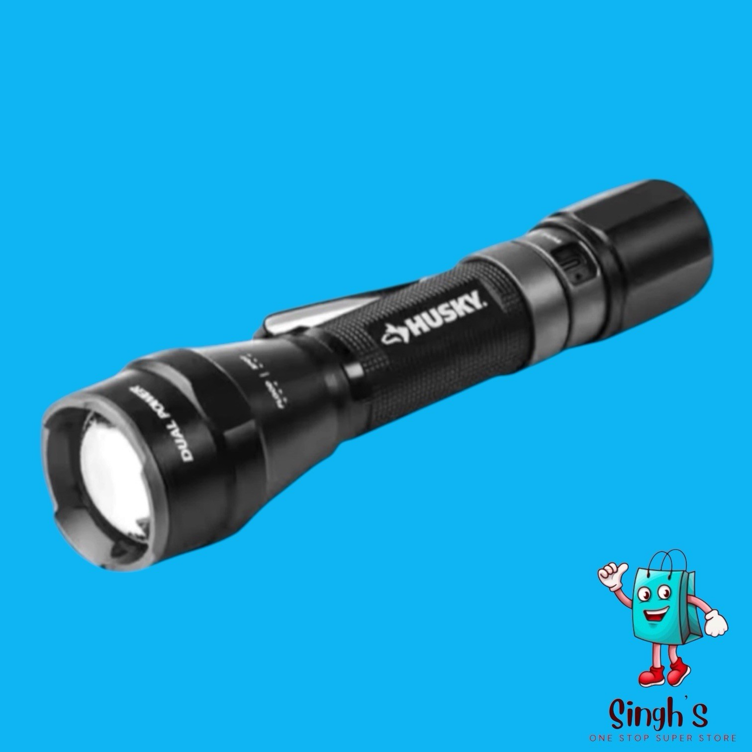 Husky 1800 Lumens Dual Power LED Rechargeable Tactical Focusing Flashlight (US)