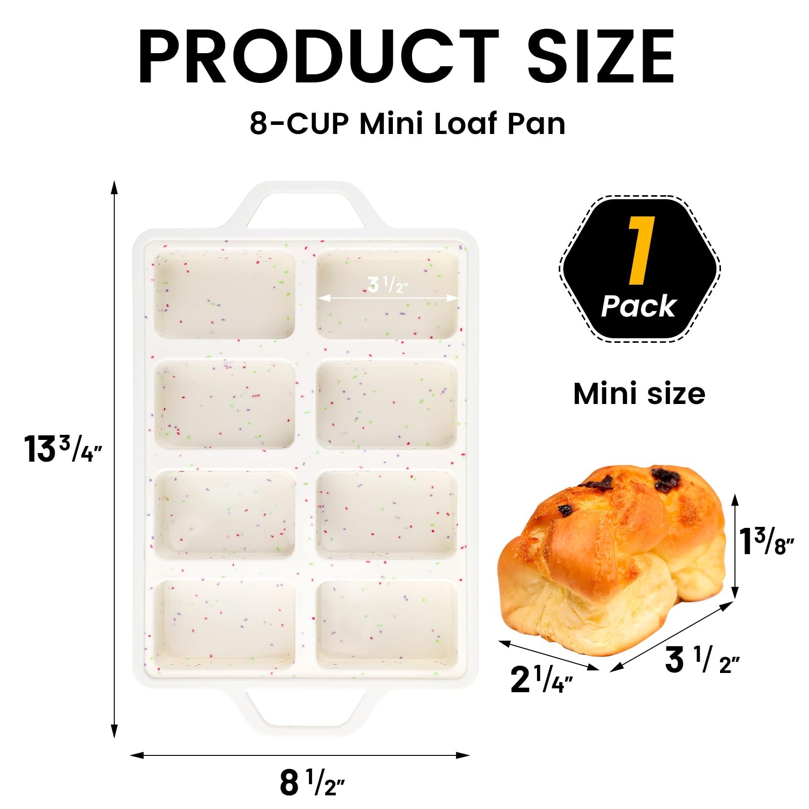 Vinino Silicone Mini Loaf Pans with Metal Reinforced Frame-1 Loaf, Cream