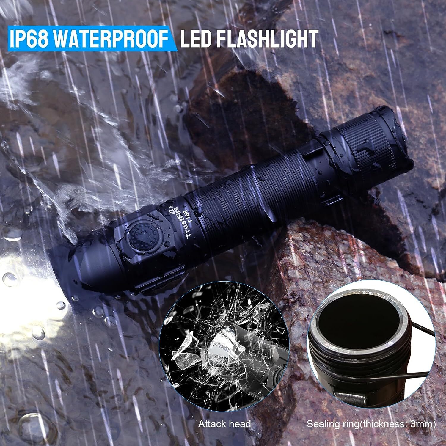 Trustfire New T10R 1800LM Tactical Police Flashlight Type-C Quick Rechargeable