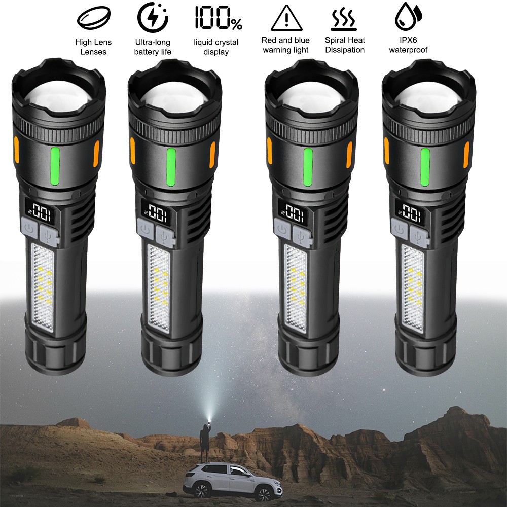 1-4X 1000000 Lumens Super Bright LED Tactical Flashlight Rechargeable Work Light