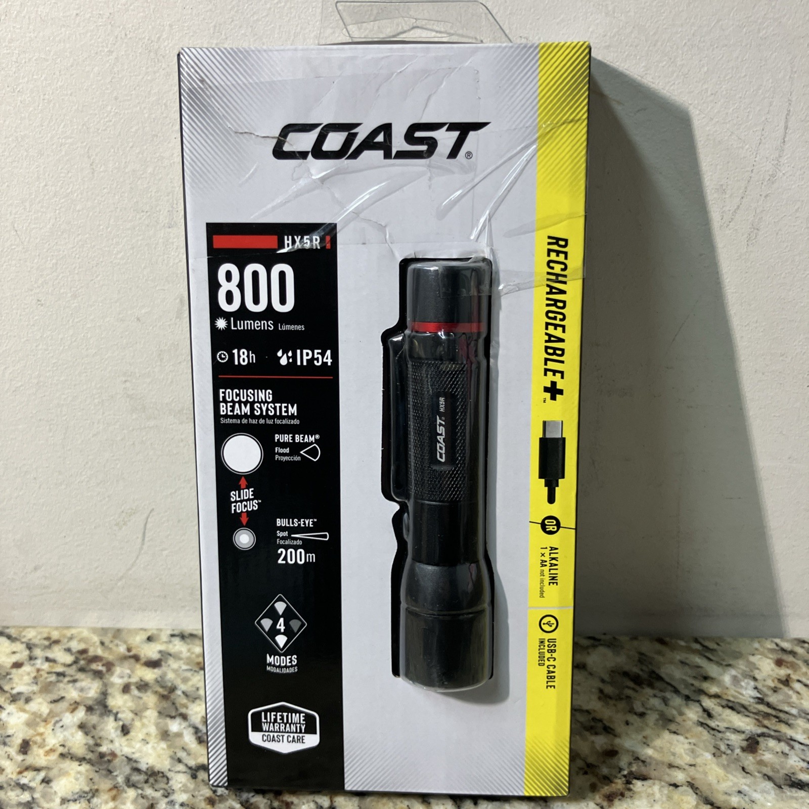 COAST HX5R 1 x Rechargeable Pack Lithium-Ion or 1 x CR123A Lithium Flashlight…