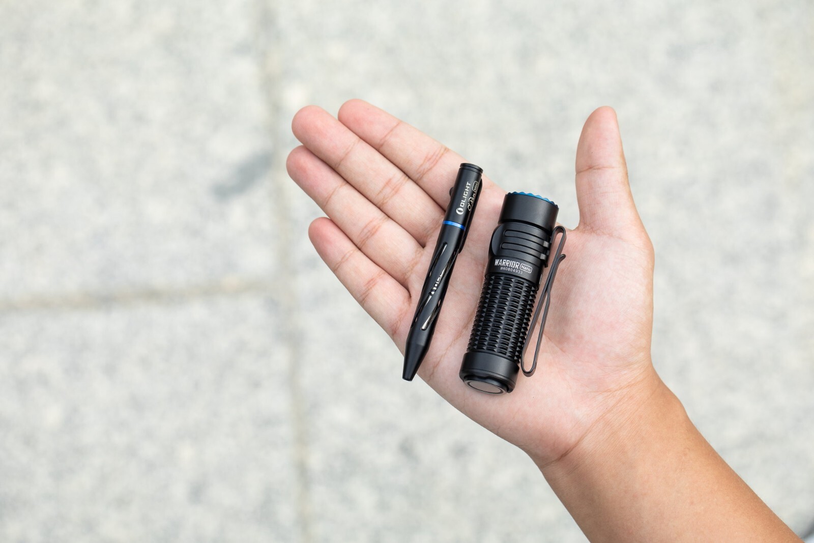 Olight Warrior Nano Black 1200 Lum Tactical Dual Switch EDC Flashlight, 442 FT