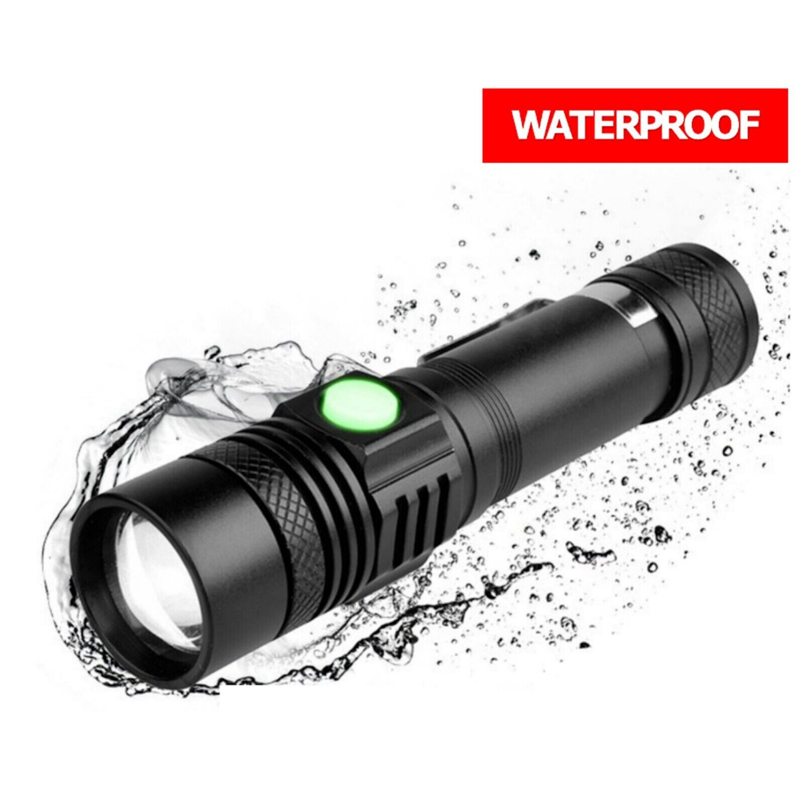 Mini LED Tactical Flashlight Super Bright Zoomable Hand Lamp Rechargeable 2pcs