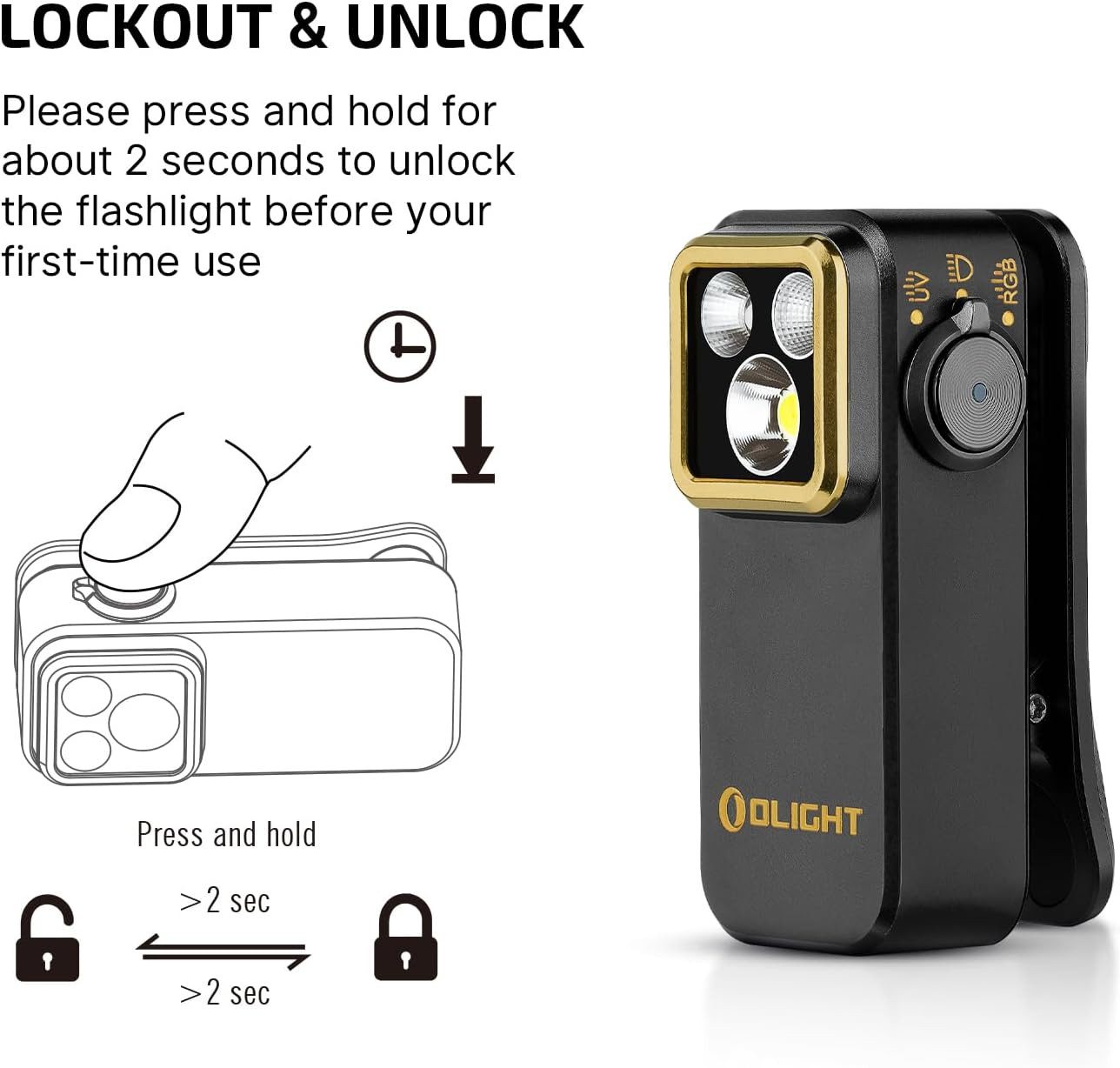 Oclip Pro S EDC Flashlight Clip-On Light, 600 Lumens Type-C Rechargeable with Wh