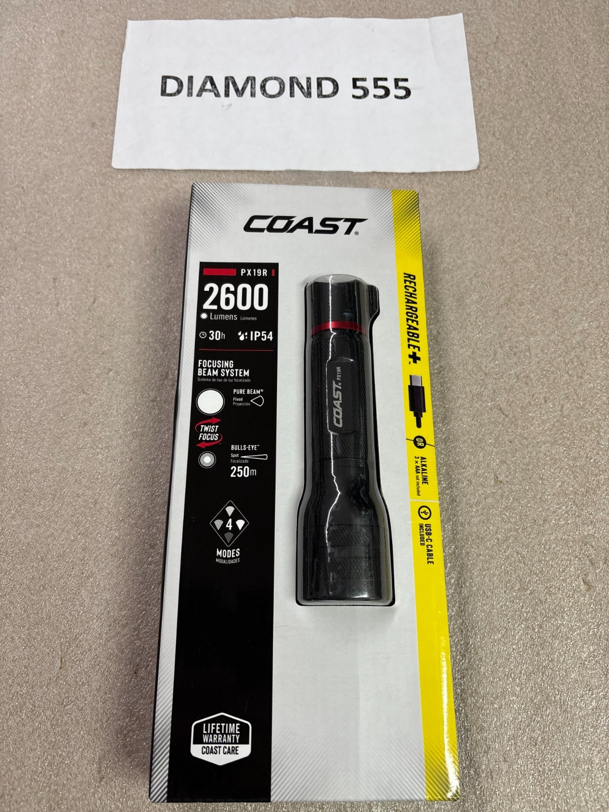 COAST PX19R TACTICAL Flashlight 2600 Lumens USB-C Rechargeable 4-Modes | 8245