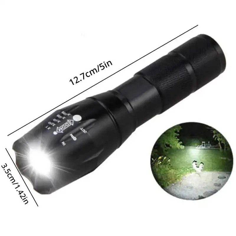 T6 Strong Light Flashlight LED Aluminum Alloy Telescopic Zoom Battery Version Ch