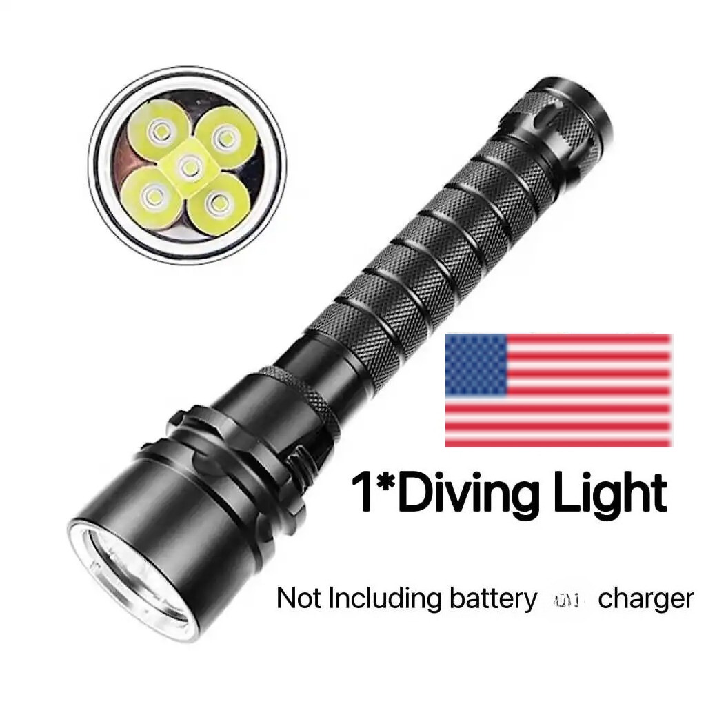Underwater 100m Scuba Torch 20000Lm 5x LED Diving Flashlight Light Lamp US