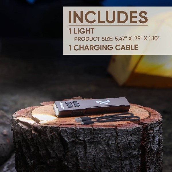 1250 Lumens Jeep Sleek Metal Rechargeable LED Flashlight – Brown