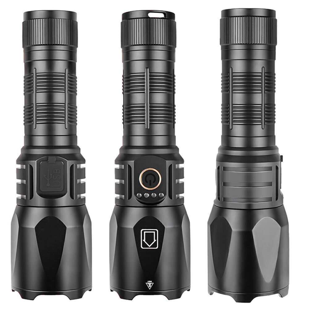 1PC Super Bright Spotlight Flashlight TYPE-C Charging LED Zoom Light Outdoor