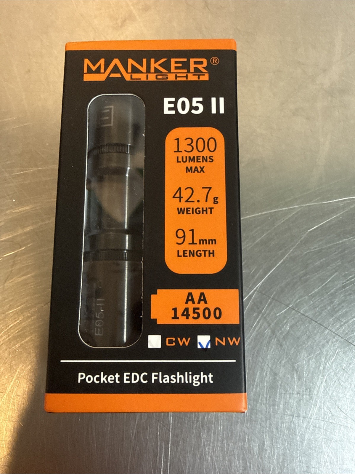 Manker E05 II Black EDC Flashlight 1300LM AA 14500 LED Compact