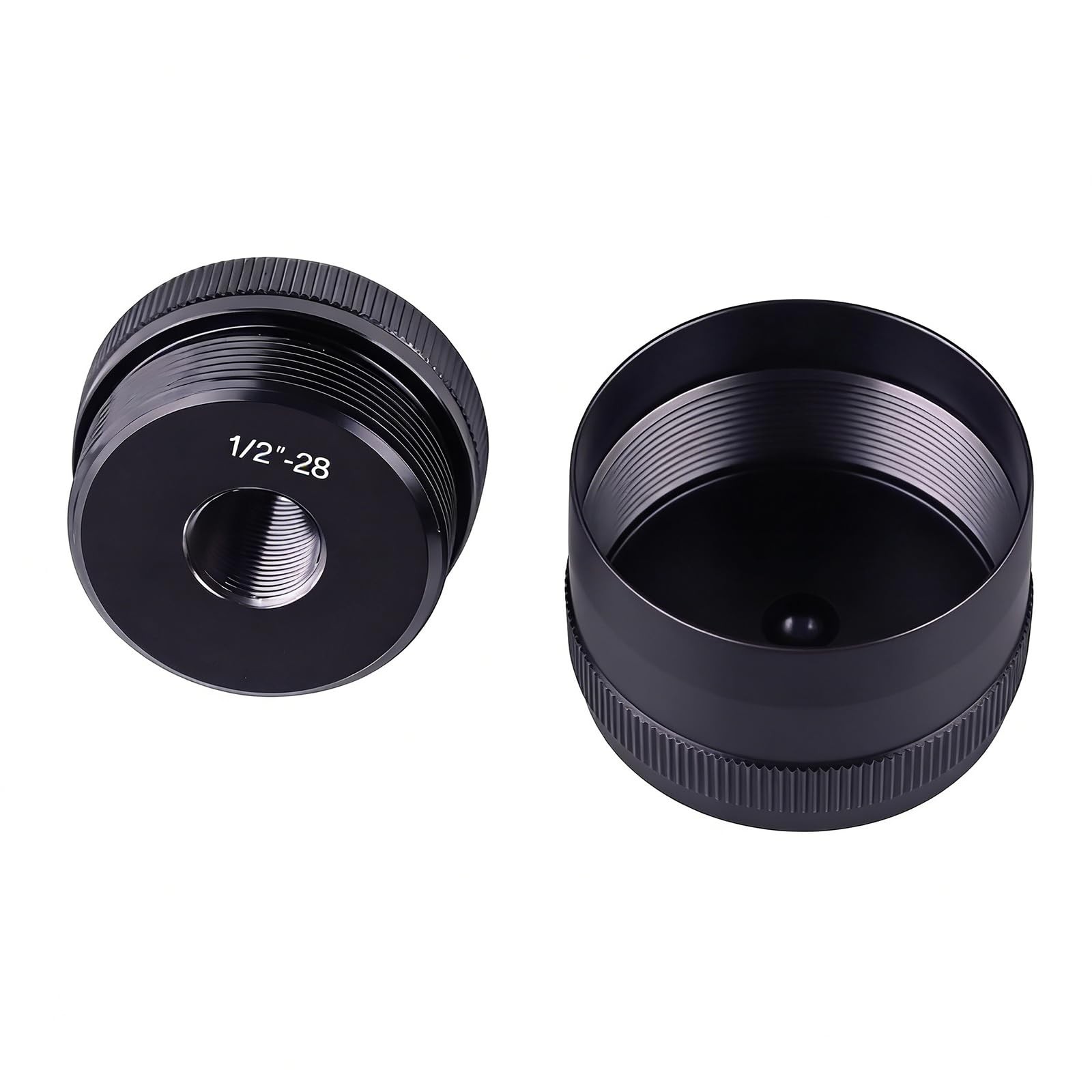1/2″-28 Threaded Aluminum End Caps (Black) 1/2″-28 Threading for Secure