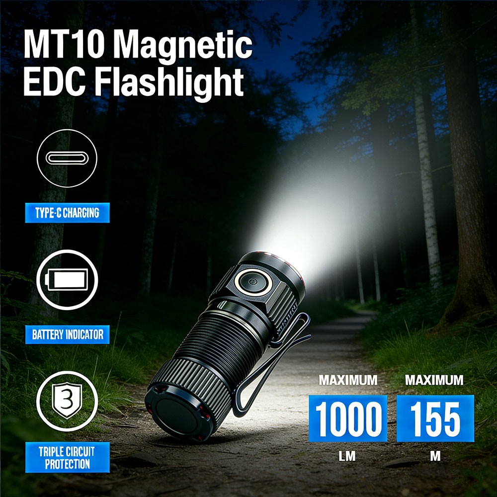 Trustfire 1000Lumen Type-c Magnetic EDC led Flashlight Waterproof led Torch s