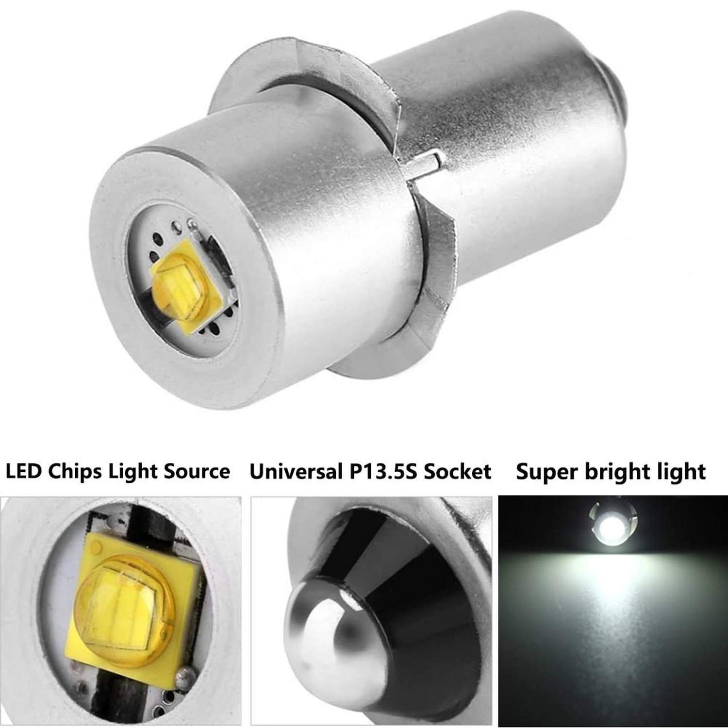 Upgrade LED Bulb White 3W DC 4-12V LED Flashlight Bulb Replacement Part Compa…