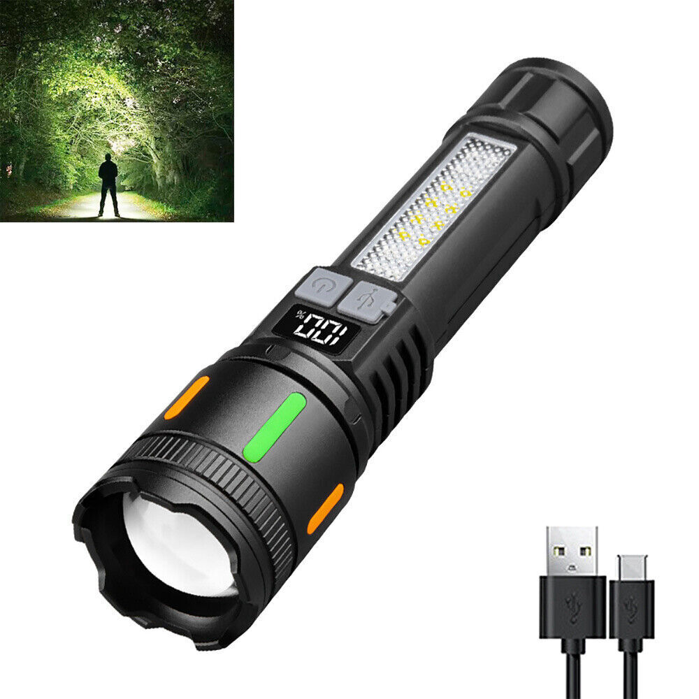 350000000 Lumen Super Bright LED Tactical Flashlight Rechargeable LED Work Light