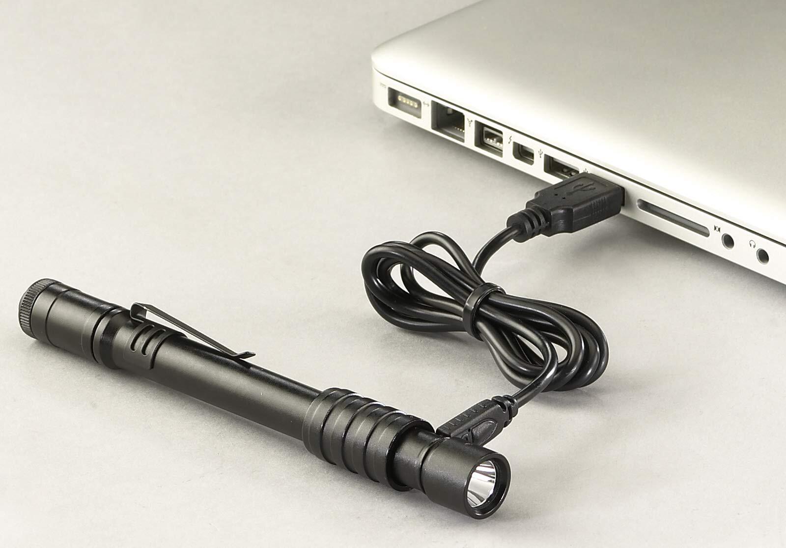 350 Lumen USB Rechargeable Penlight Durable Aluminum Flashlight High Low Modes