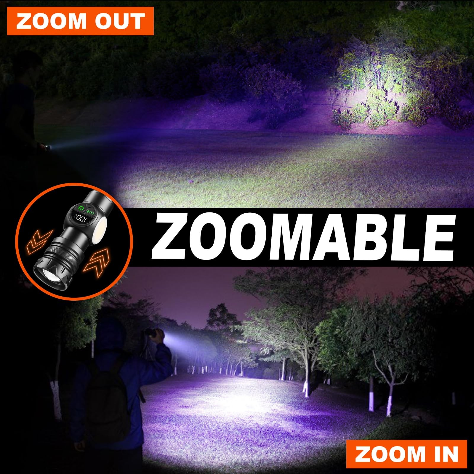 4 in 1 Rechargeable 6500K / 395nm UV Flashlight Dimming Stepless True 5000 Lu…