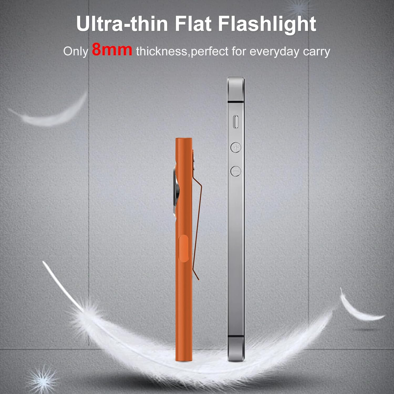 E5 2Pcs Pocket Flashlight, Rechargeable EDC Flashlight, Super Slim 4.2X1X0.3Inch