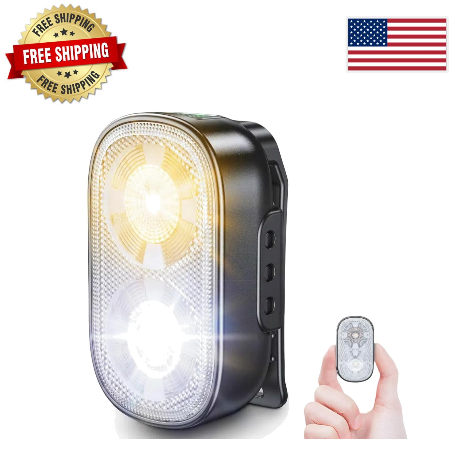 Hands-Free 500LM Clip-on LED Flashlight – 10 Light Modes & Waterproof Design