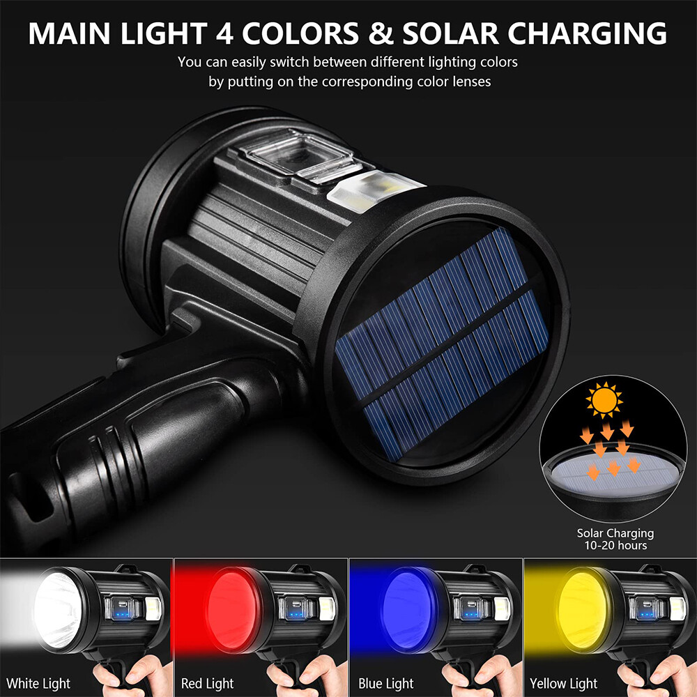 200000 Lumens Super Bright LED Flashlight Handheld Searchlight Camping Spotlight