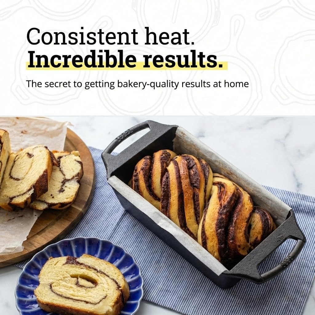 Lodge Seasoned Cast Iron Loaf Pan – Pre-Seasoned 8.5×4.5 Inch, Black