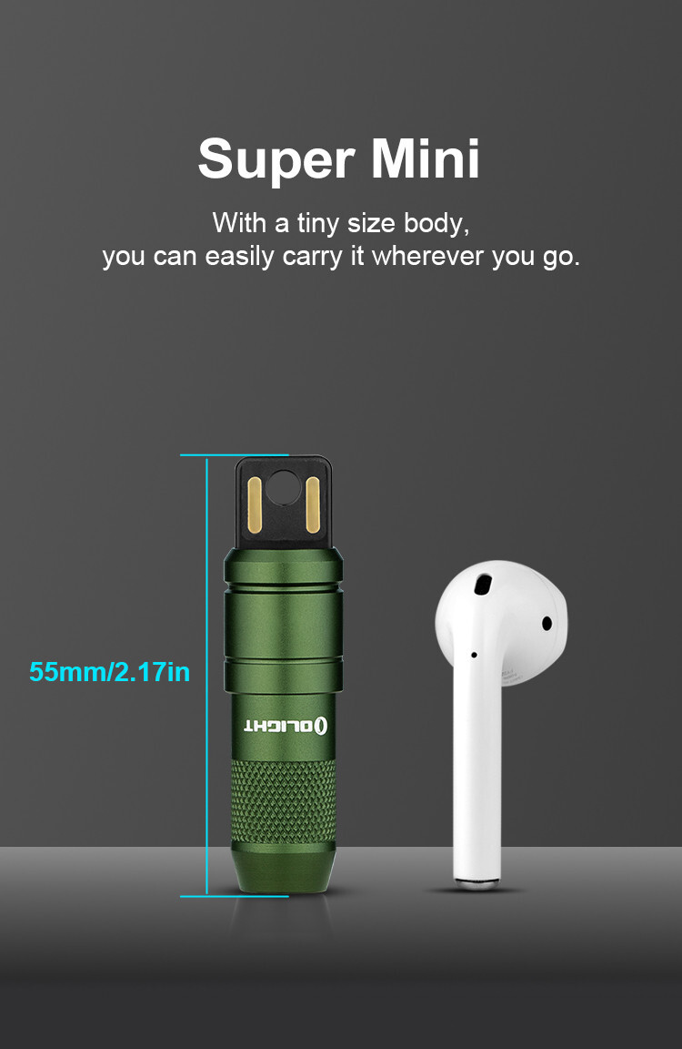 Olight imini 2 OD Green Tiny Rechargeable Mini Keychain Flashlight, 50 Lumens